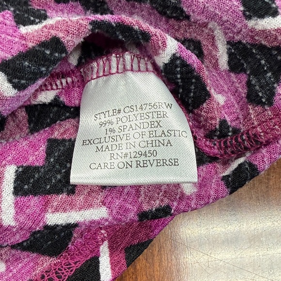 Fred David Fuchsia & Black Patterned Tie-Neck Blouse - Picture 7 of 8